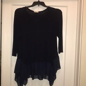 Navy blue flouncy blouse. Size XL